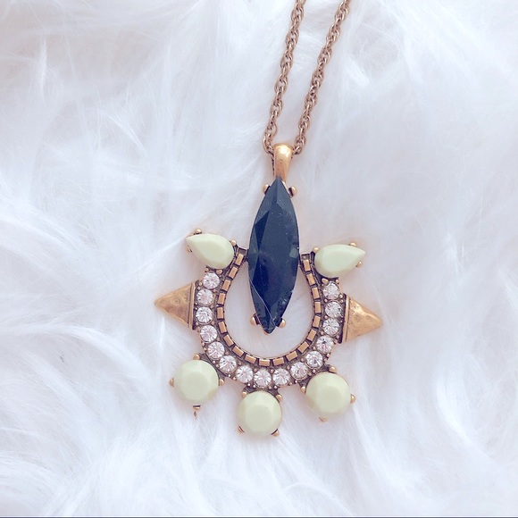 EUC J CREW Pedant Necklace w/ Rhinestones - Picture 2 of 2